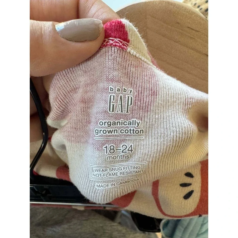 babyGap Organic Cotton Apple Print Pajamas Long Sleeve 18-24M Scandi baby Cozy